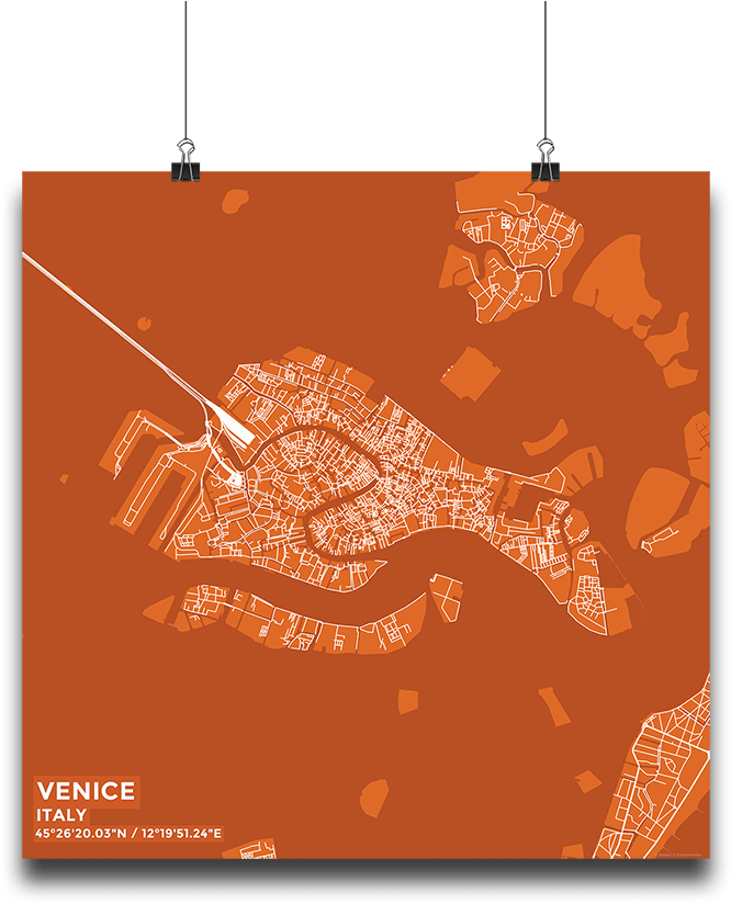 Premium Map Poster Of Venice Italy - Simple Poster Venice Italy (683x1024), Png Download