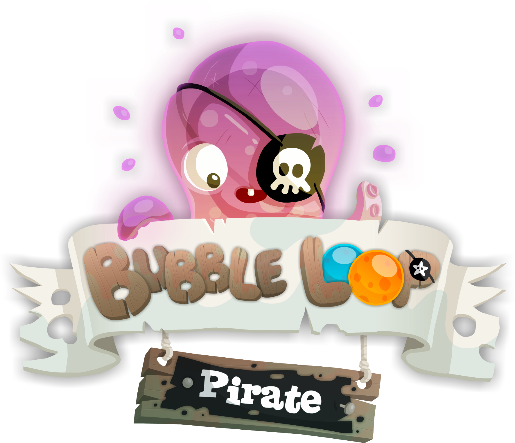 Bubble Loop Typo Logo, Typography, 3d Text, Game Title, - Cartoon (2292x1667), Png Download