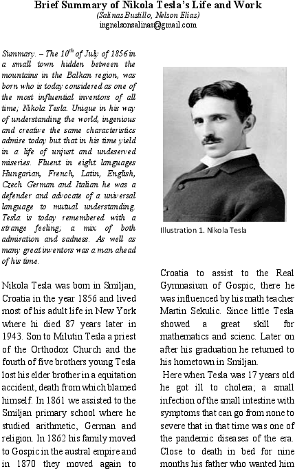 Pdf - Nikola Tesla (595x842), Png Download