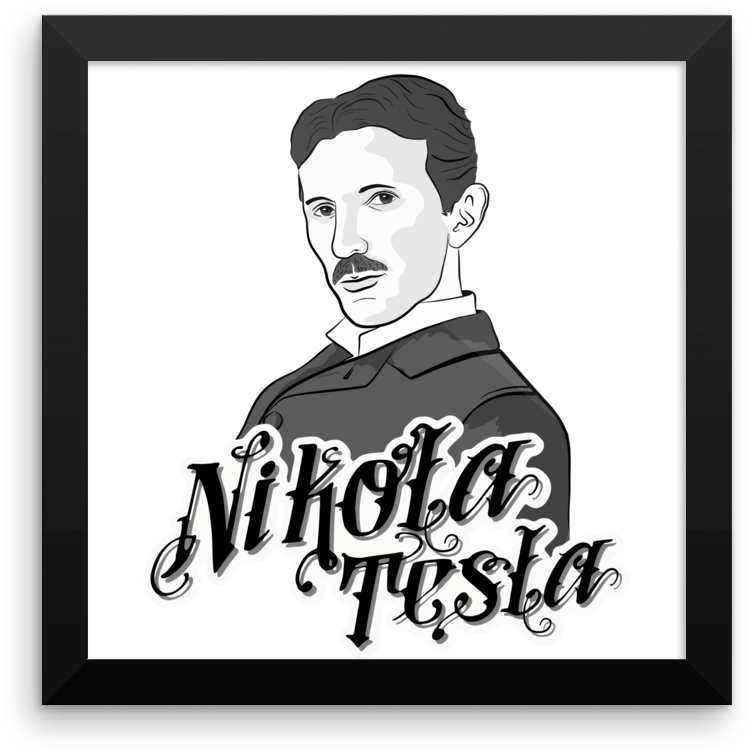 Tesla Framed Poster - Nikola Tesla Transparent Png (1000x1000), Png Download