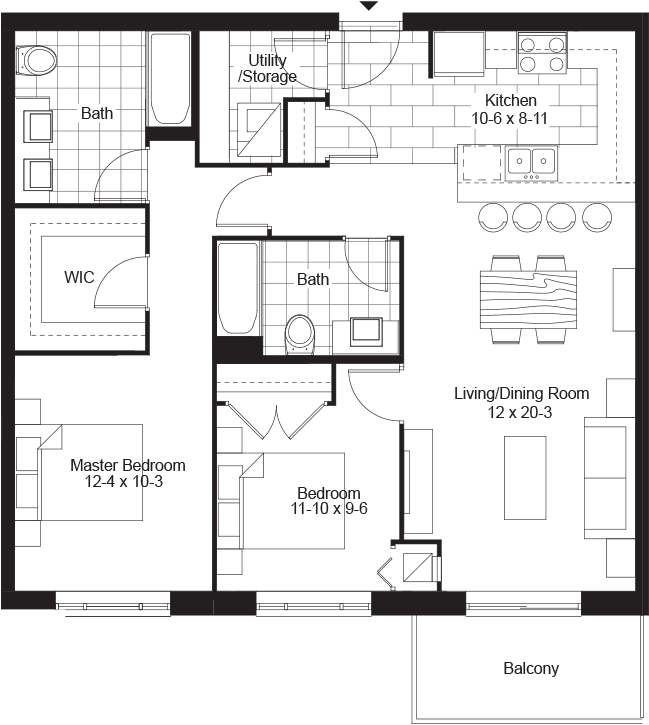 2 Bedrooms Bedrooms - Floor Plan (800x800), Png Download