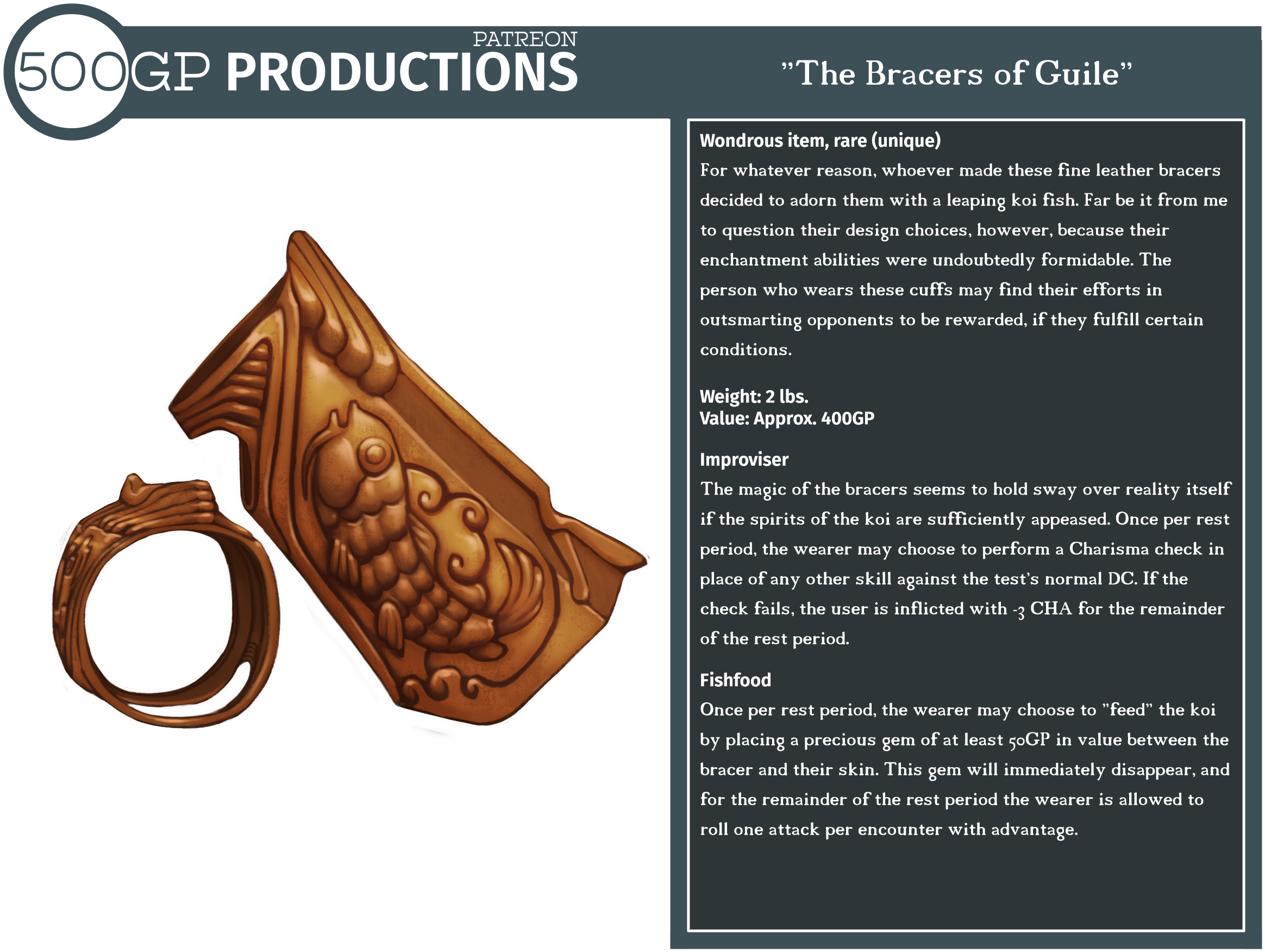 [oc] [art] The Bracers Of Guileocart - Leather (2400x1800), Png Download