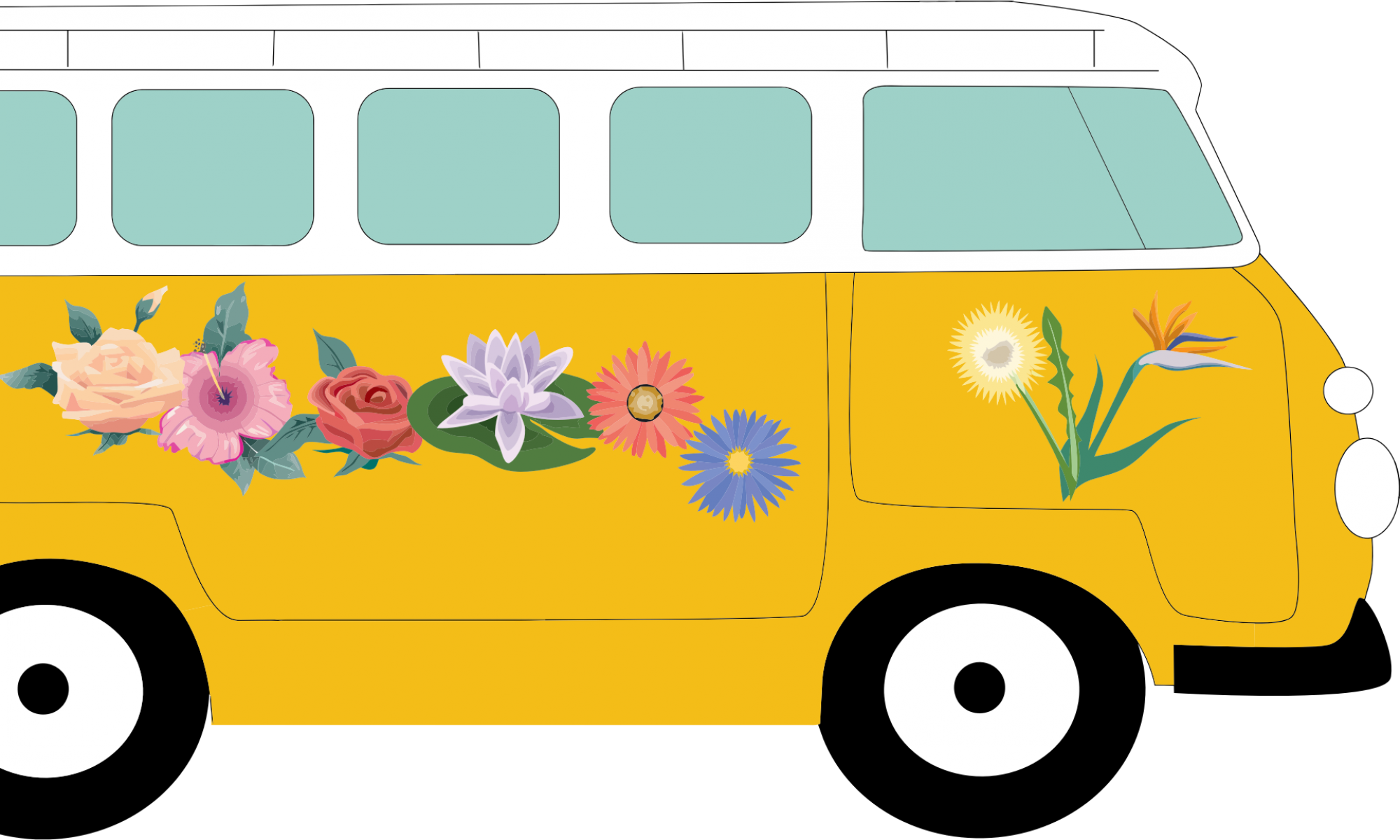 February 27, 2018 Full Resolution - Yellow Hippie Van Sticker (2000x1200), Png Download