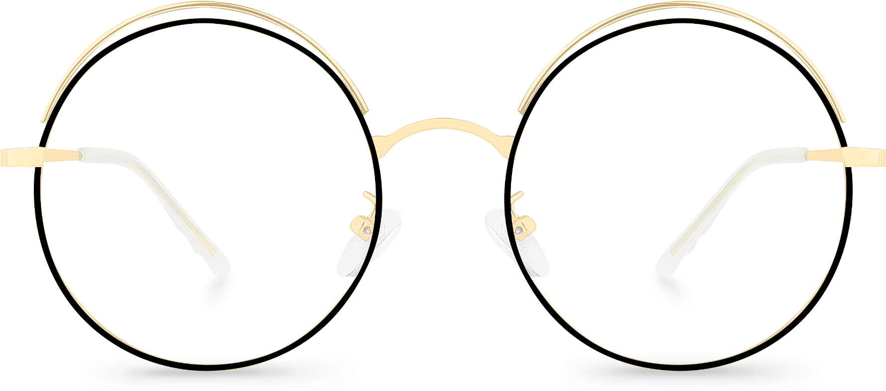 Front View Of Slayer Gold Round Glasses Made From Gold - Circle (1800x1200), Png Download