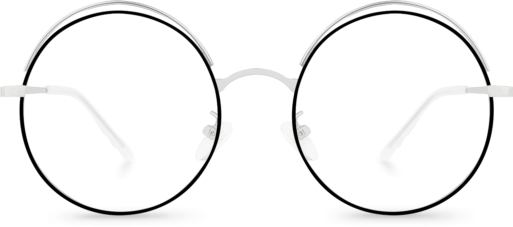 Front View Of Slayer Round Glasses Made From Silver - Circle (1800x1200), Png Download