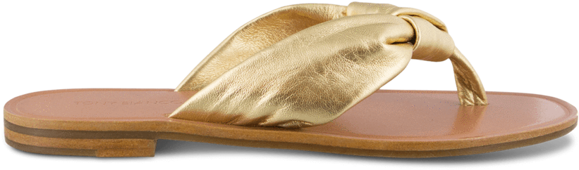 Nature Gold Nappa Metallic Flats - Flip-flops (1000x422), Png Download