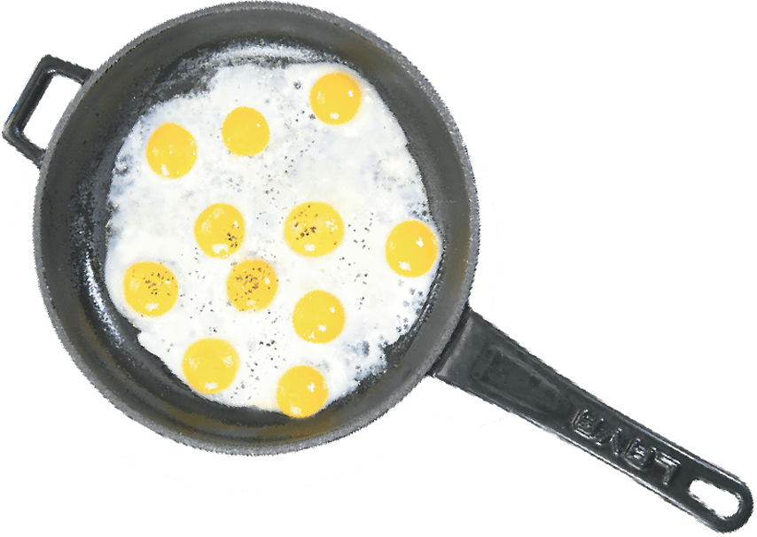 Sunny Side Up Eggs - Frying Pan (854x606), Png Download