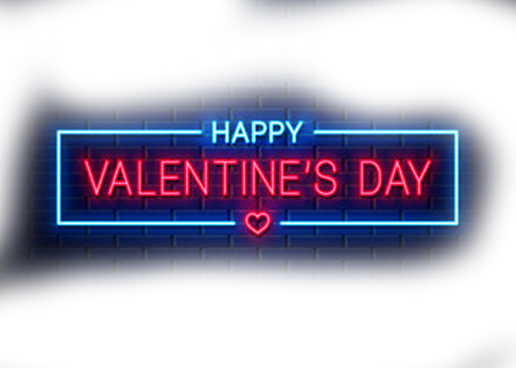 Happy Valentine Day Text Png ➤ Download - Neon Sign (1024x734), Png Download