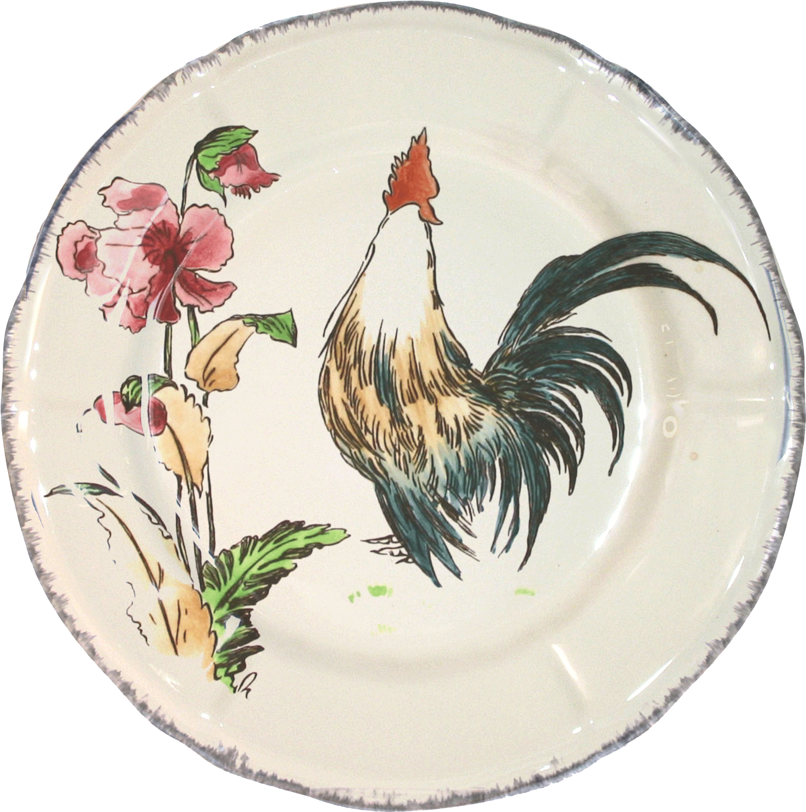 Assiette Dessert Coq De Combat 1 - Assiette Coq (2740x2761), Png Download