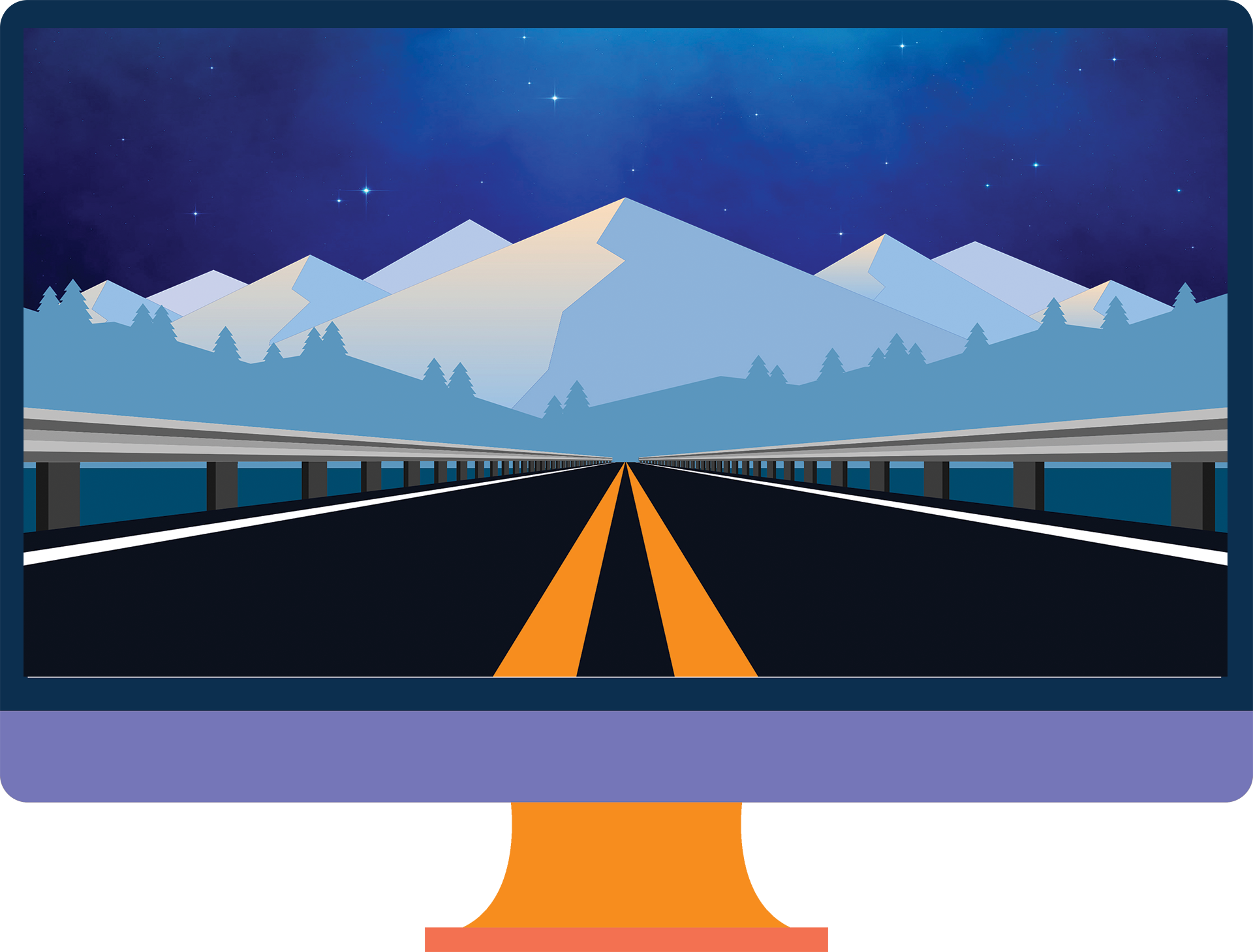 Clipart Free Download Illustrated Celestial Landscape - Self-anchored Suspension Bridge (1920x1459), Png Download