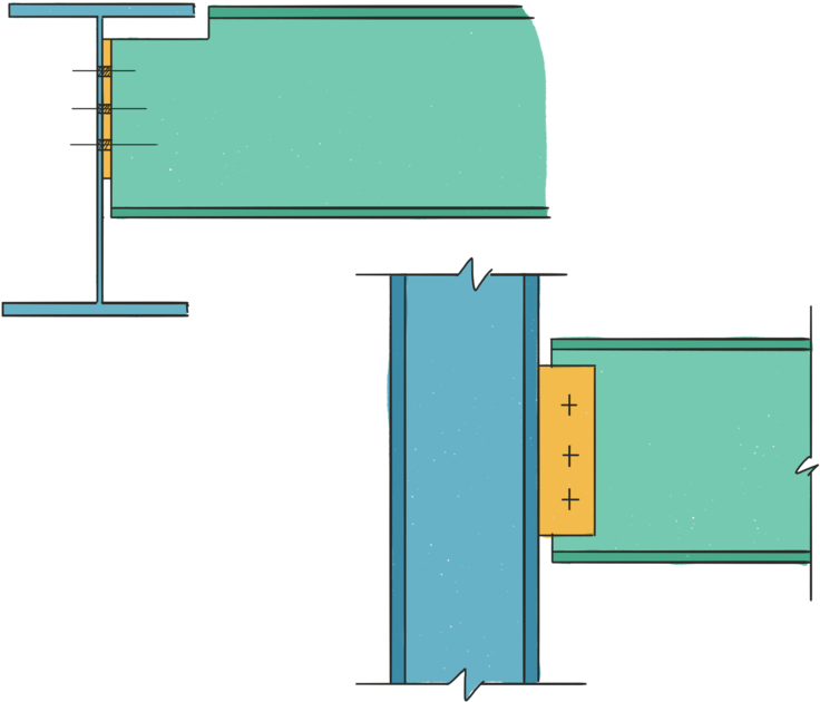 Bb-bc Pins - Types Of Beam To Beam Connections (1000x750), Png Download