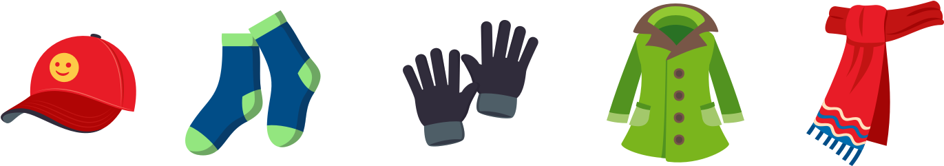 Caps, Socks, Gloves, Coats, And Scarves Are Added In - Illustration (1400x400), Png Download