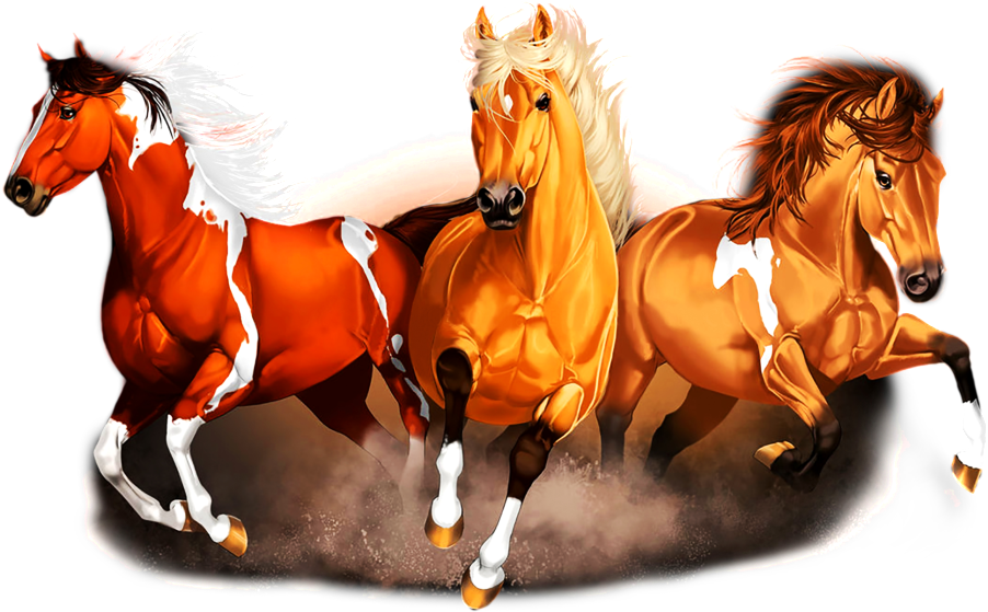 Three Running Horse Pattern Images - Draw A Stampede Of Horses (1024x567), Png Download