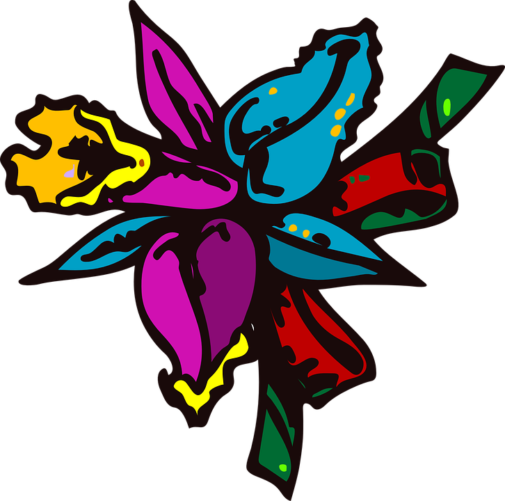 Colored Floral Png Image With Transparent Background - Cartoon Flowers (726x720), Png Download