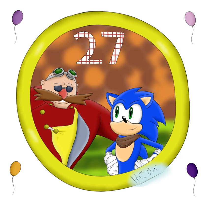 Happy Birthday To Sonic And Eggy~ - Cartoon (850x820), Png Download