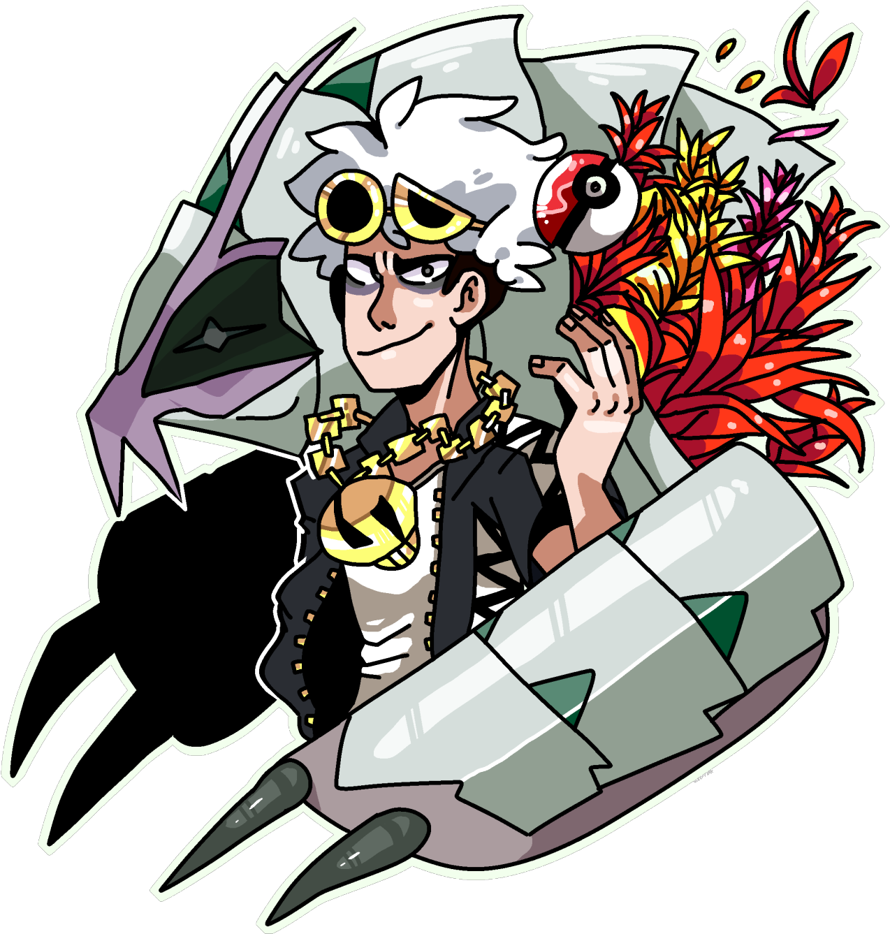Guzma Sticker - Cartoon (1280x1373), Png Download
