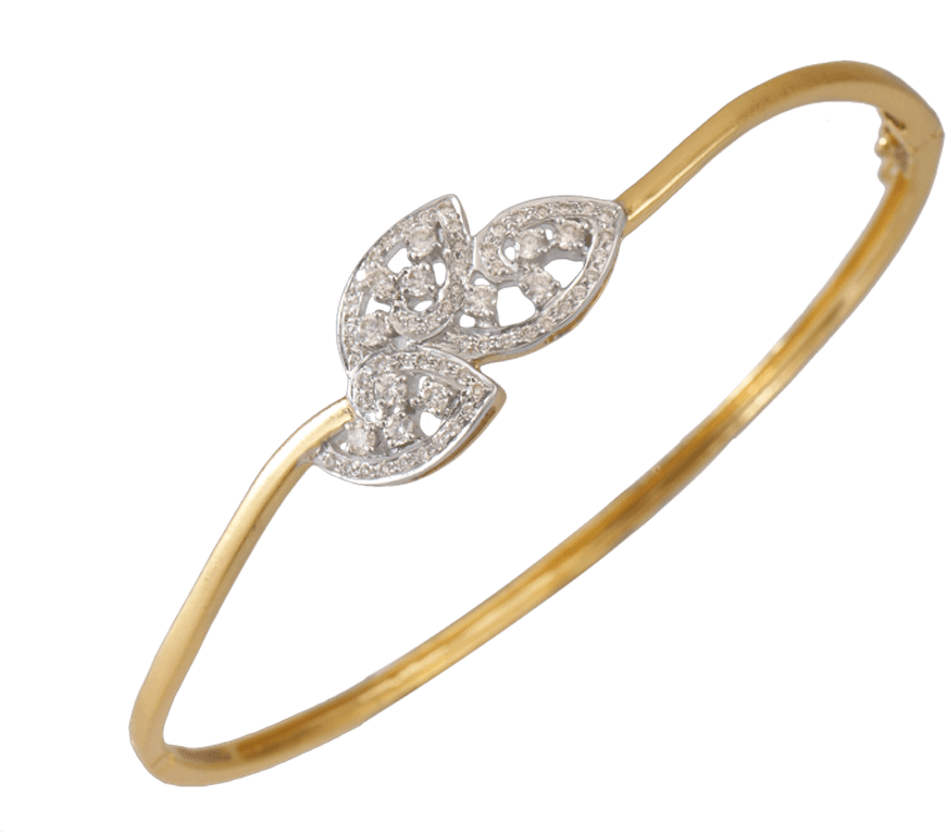 18kt Yellow Gold And Diamond Bangle - Diamond (1000x1000), Png Download