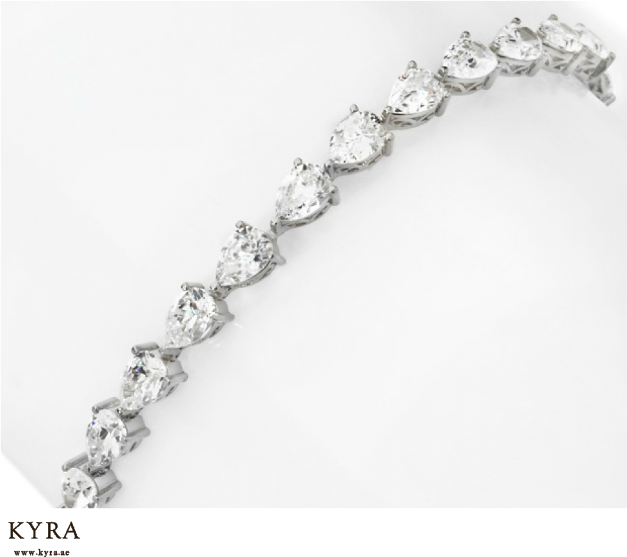 Pear Shaped Diamond Tennis Bracelet - Pear Shaped Diamond Bracelet (900x900), Png Download
