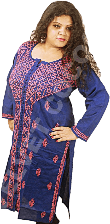 Lucknowi Regular Wear Front Buttoned Kurti - Photo Shoot (564x951), Png Download