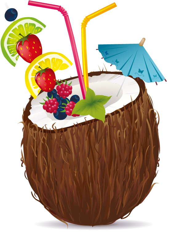 Juice Cocktail Coconut Water Coconut Milk Clip Art - Clipart Coconut Cocktail (1181x1181), Png Download