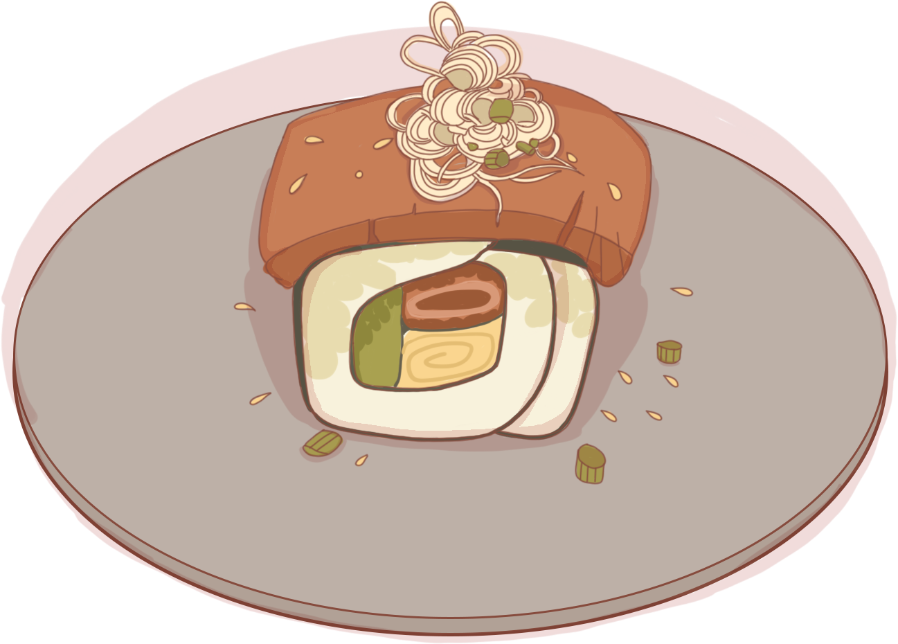 Hand Drawn Food Japanese Cuisine Plate Png And Psd - Macaroon (2000x2000), Png Download