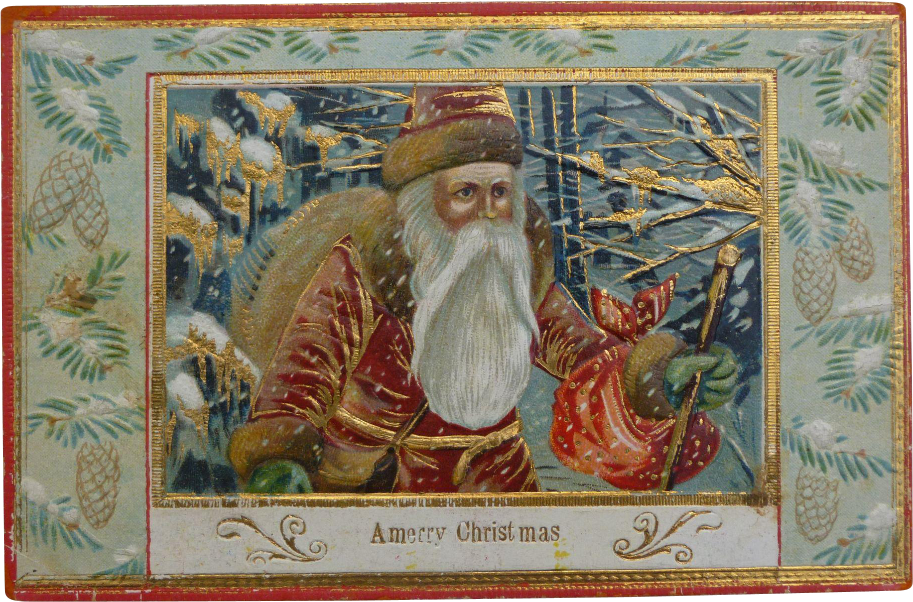 Shop Vintage Christmas Cards On Ruby Lane - Painting (1832x1832), Png Download