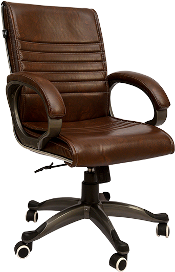 Revolving Chair - Black Leather Office Chair (500x627), Png Download