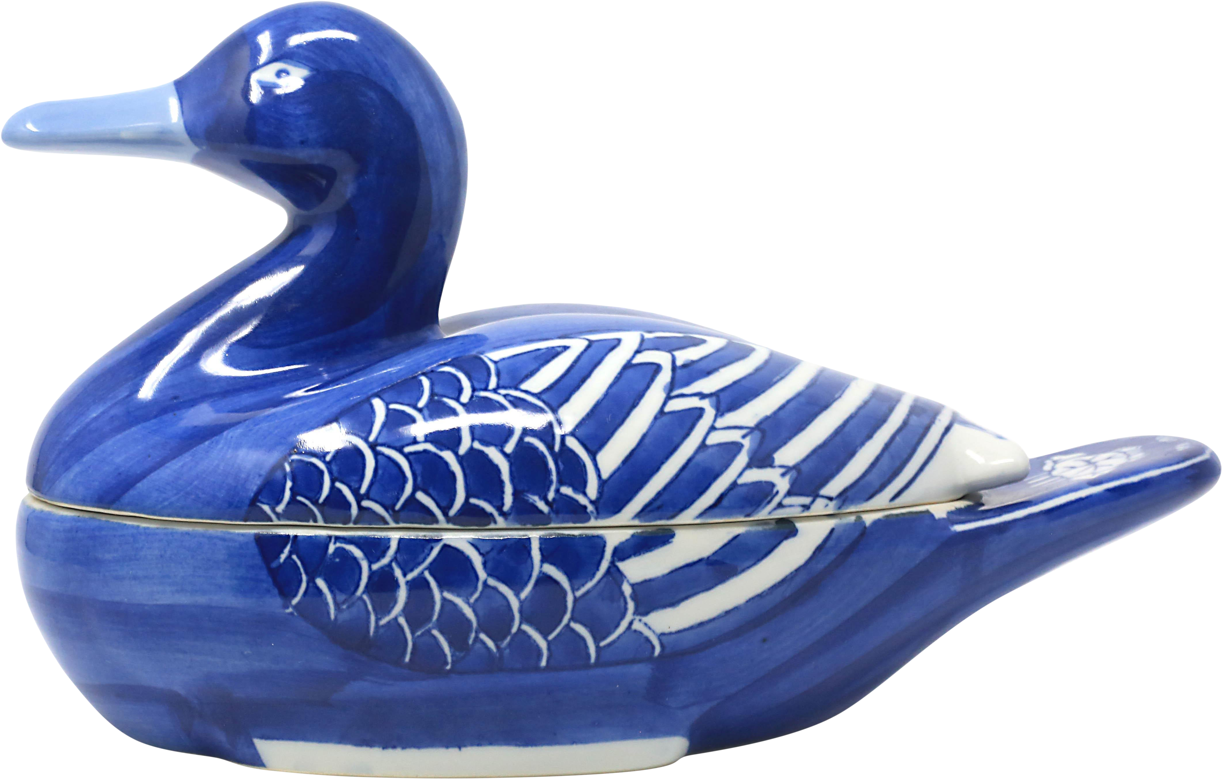 Blue And White Duck Dish Or Tureen On Chairish - Mallard (4697x2997), Png Download