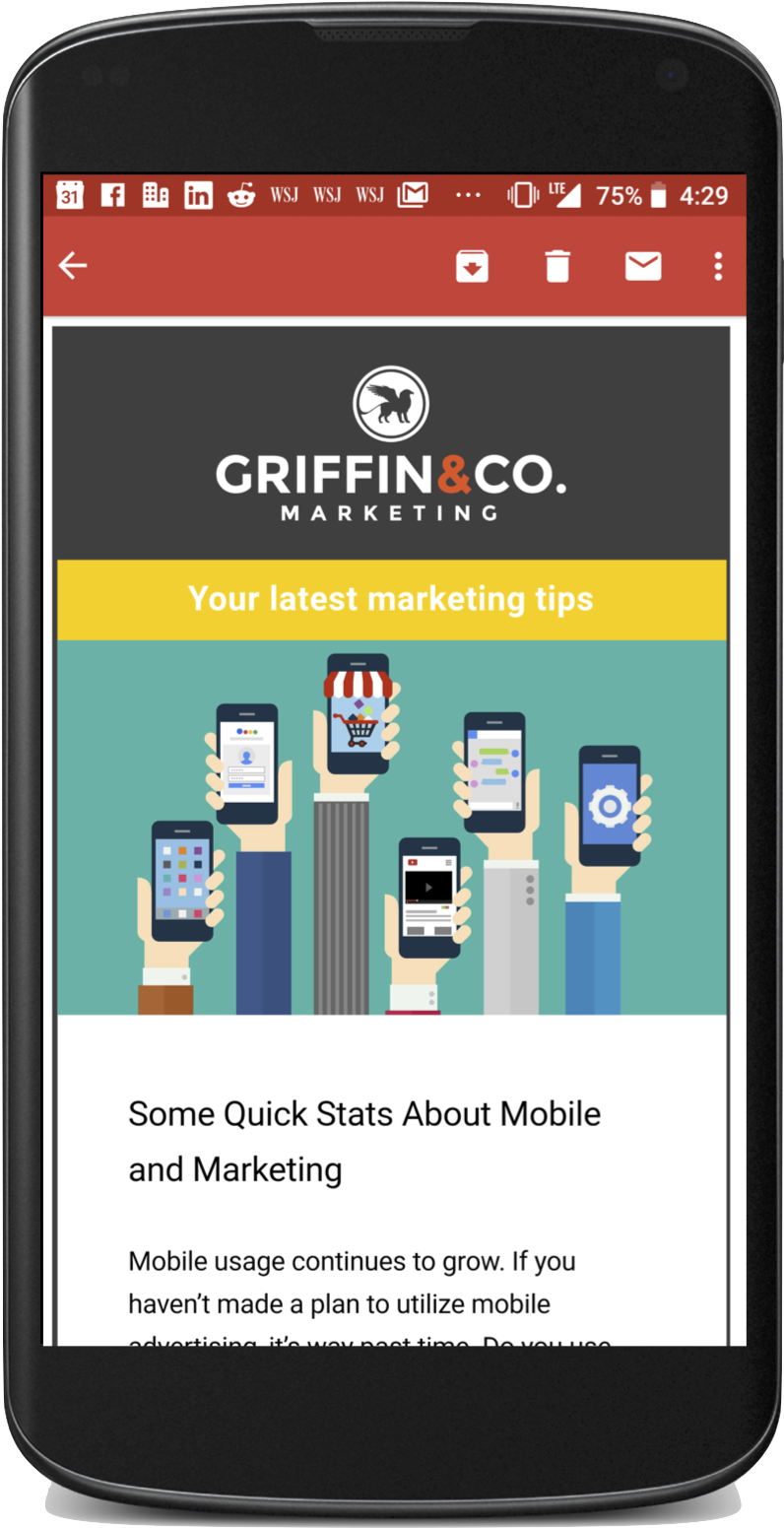 Squarespace Mobile Email Marketing Griffin And Co - Mobile Phone (823x1614), Png Download