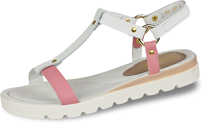 White Ladies' Sandals With Pink Elements Снимка - Fisherman Sandal (715x514), Png Download