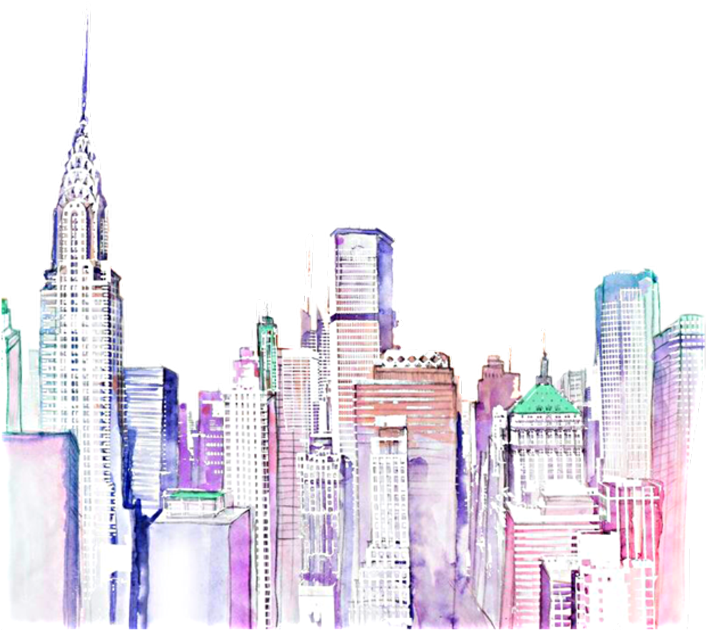 City Sticker - Artsy Watercolor Background Hd (1024x957), Png Download