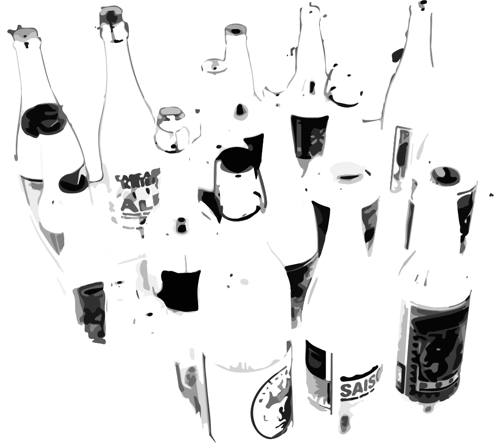 Bottles - Monochrome (1000x898), Png Download