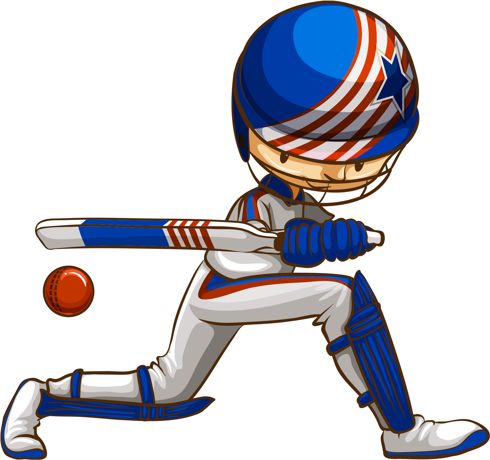 Download - Cartoon Cricket Ball And Bat (2048x2048), Png Download