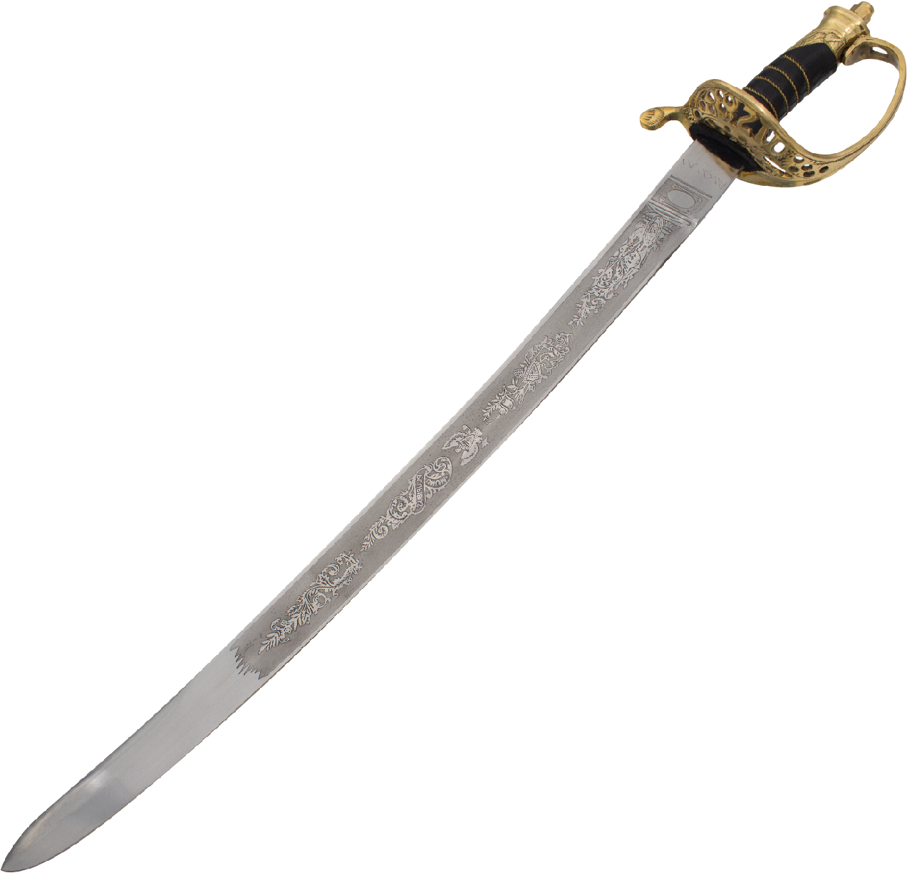Civil War Engraved Sword With Carbon Steel Scabbard, (1500x1500), Png Download