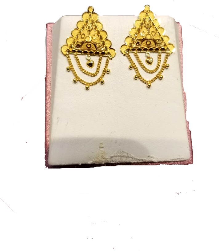 Gold Earrings - Wallet (913x1217), Png Download