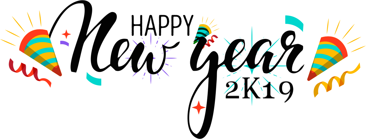 Happy New Year Logo Vector Free Download - Happy New Year Logo 2019 (1179x450), Png Download