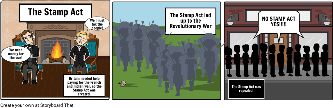 Stamp Act And Repeal Of Stamp Act - Stamp Act Storyboard (1164x385), Png Download