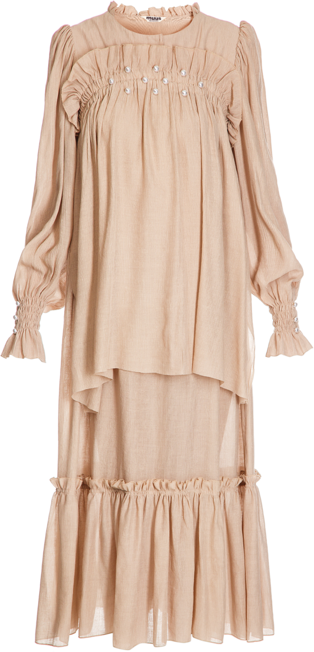 Pearl Detail Smock Dress - Gown (617x1280), Png Download
