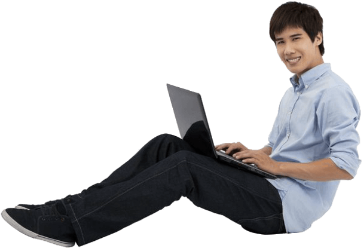 A Student On Laptop - Student With Laptop Png (730x504), Png Download