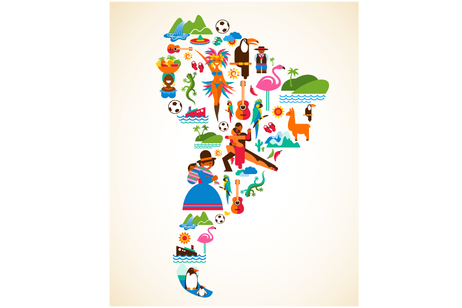 Looking Beyond Brazil For Latin American E-commerce - South America Map Art (1200x627), Png Download