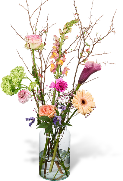 Bouquet Mandy Large - Bos Bloemen In Vaas (600x600), Png Download