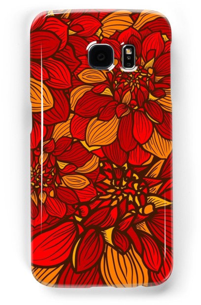 Floral Heart Made With Dahlia Flowers, Orange Background (500x700), Png Download