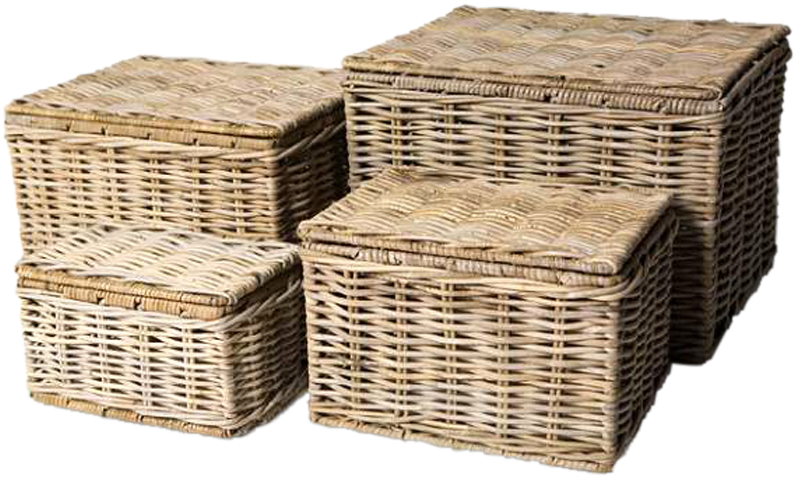Sempre Basket With Cover - Wicker (900x670), Png Download