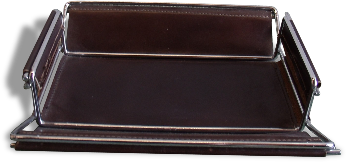 Basket Empty Leather And Metal Pocket Office - Serving Tray (1720x1002), Png Download