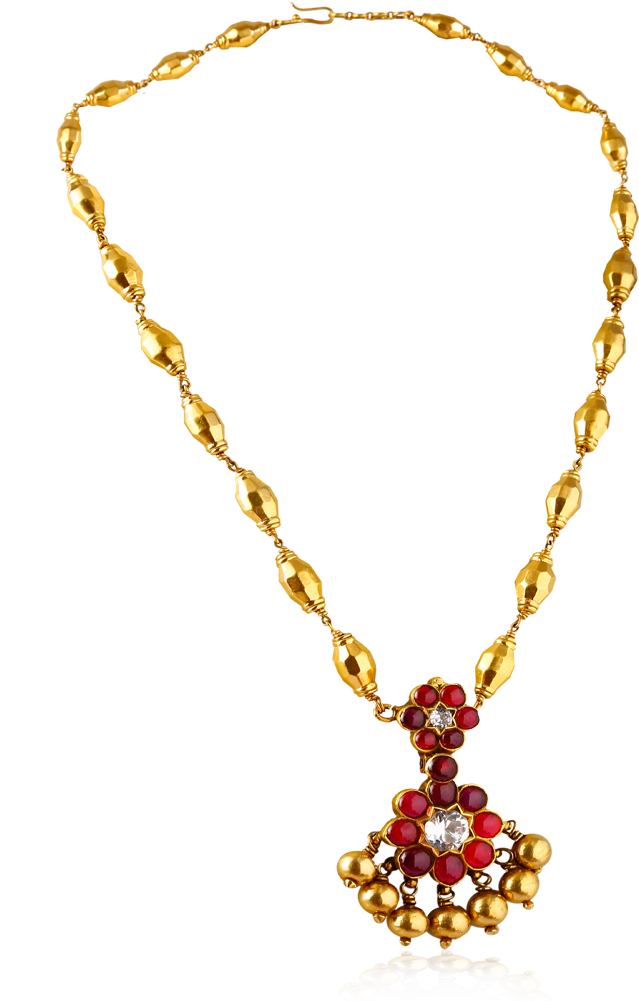Ruby Diamond Flower Necklace - Necklace (1000x1000), Png Download