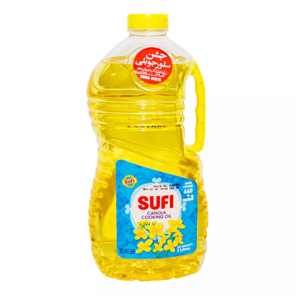 Sufi Canola Cooking Oil Bottle 3 Ltr - Cooking Oil Bottle Png (1000x1000), Png Download