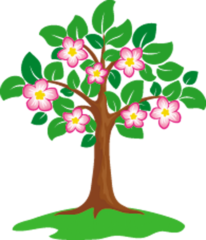 Фото, Автор Missis - Tree With Flowers Cartoon (670x780), Png Download