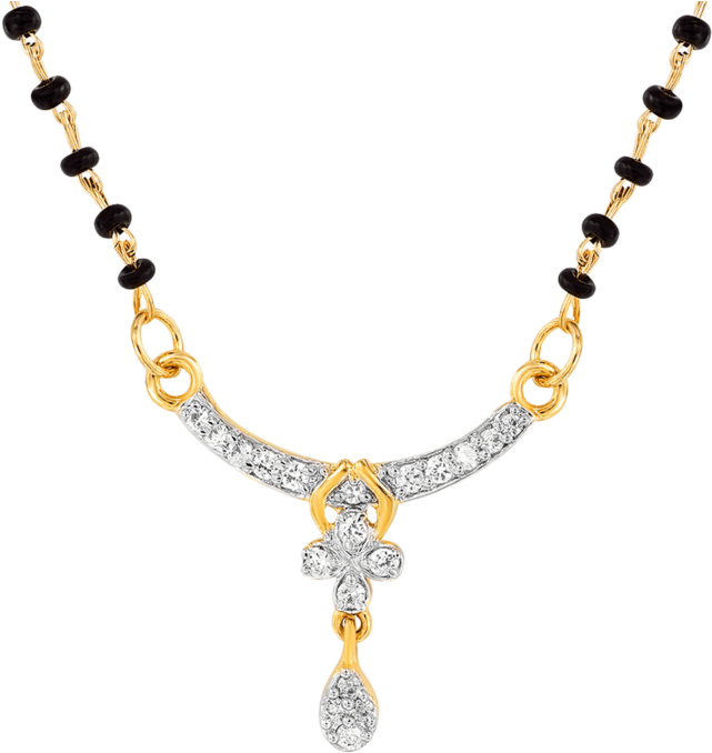 Mahi Cz Collection Gold Plated Cz Mangalsutra Earrings - Single Diamond Mangalsutra Designs With Price (640x960), Png Download
