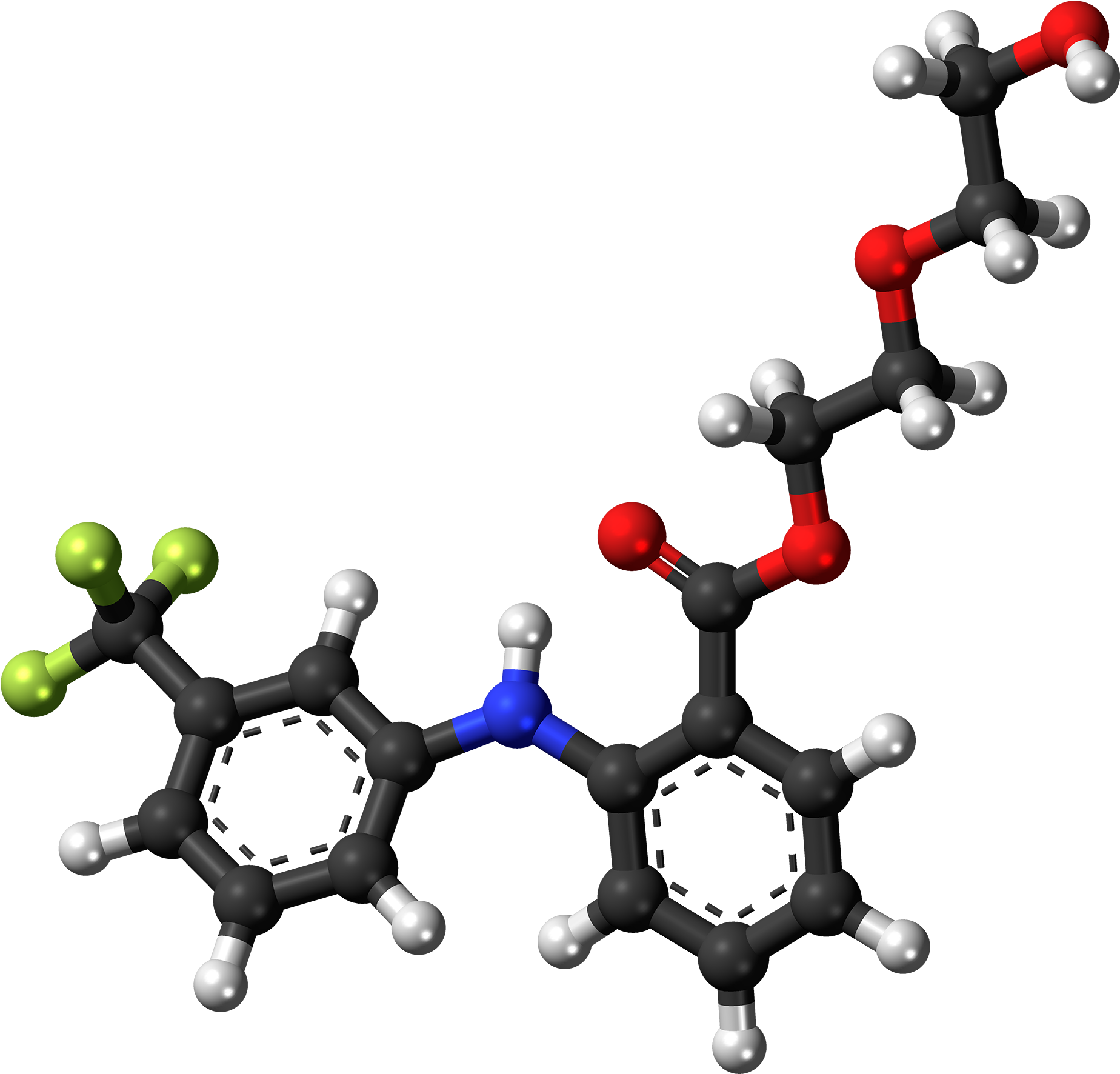 Etofenamate Molecule Ball - Structure And Iupac Name Of Salicylic Acid (2000x1924), Png Download