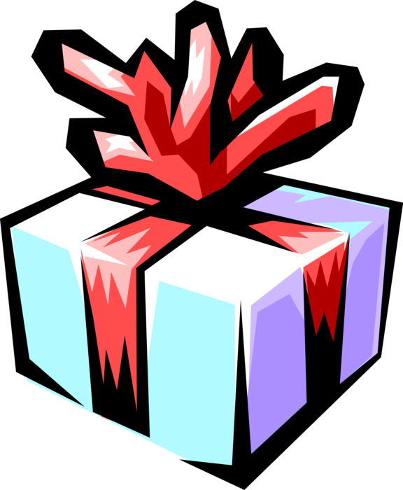 Vector Illustration Of Birthday Gift With Red Ribbon (576x700), Png Download